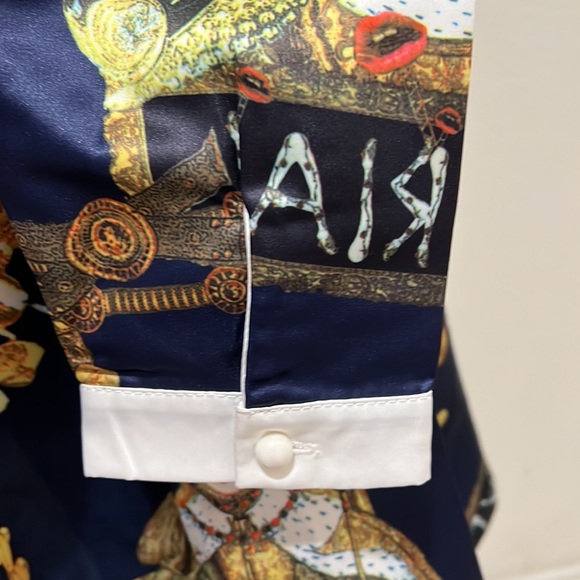 Elf Sack collared pleated snail print multicolor long sleeve Dress Size L - Picture 7 of 9